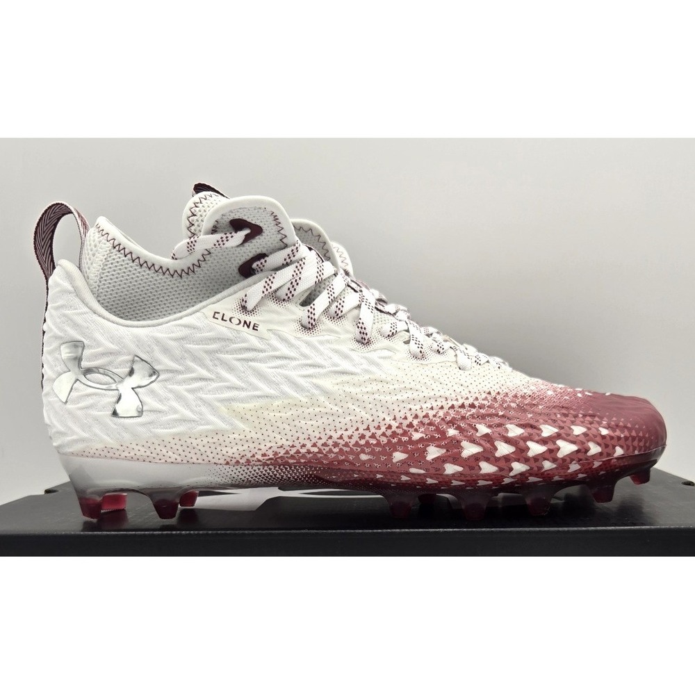 Under Armour Men's Spotlight Clone 3.0 MC Football Cleats White/Red Size 11.5 UA
